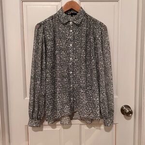 Maje Sheer Black and White Floral Blouse